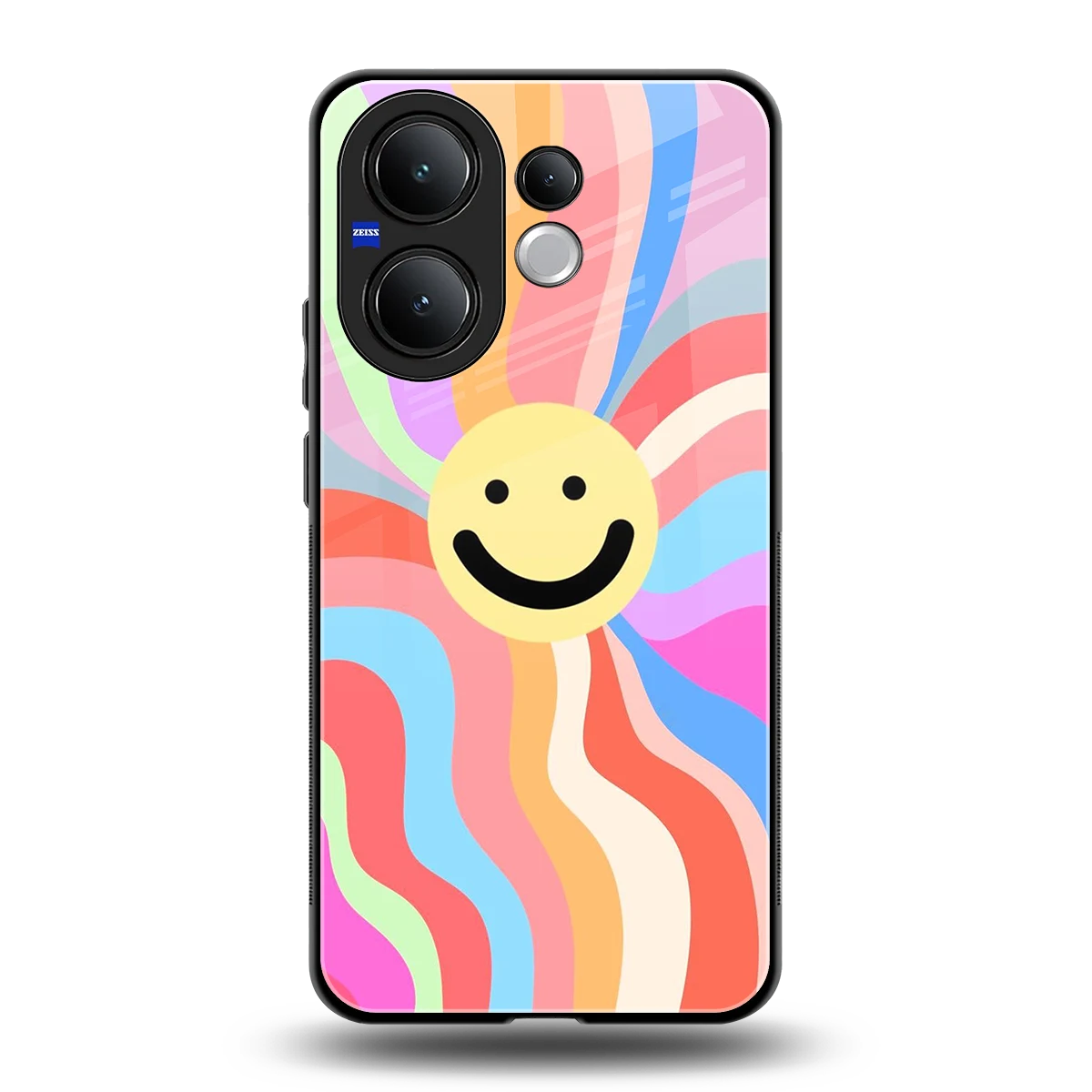 Cheerful Smiley back phone cover | glass case for vivo v60