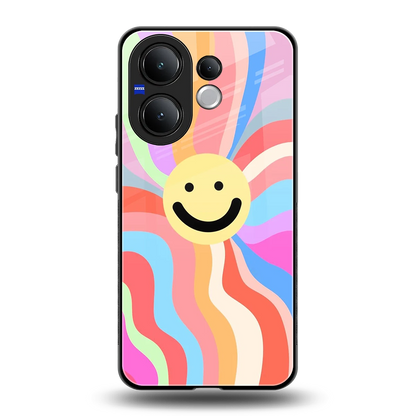 Cheerful Smiley back phone cover | glass case for vivo v60