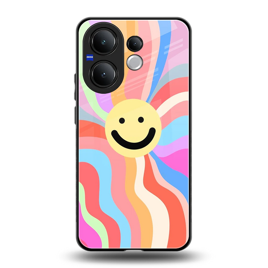 Cheerful Smiley back phone cover | glass case for vivo v60