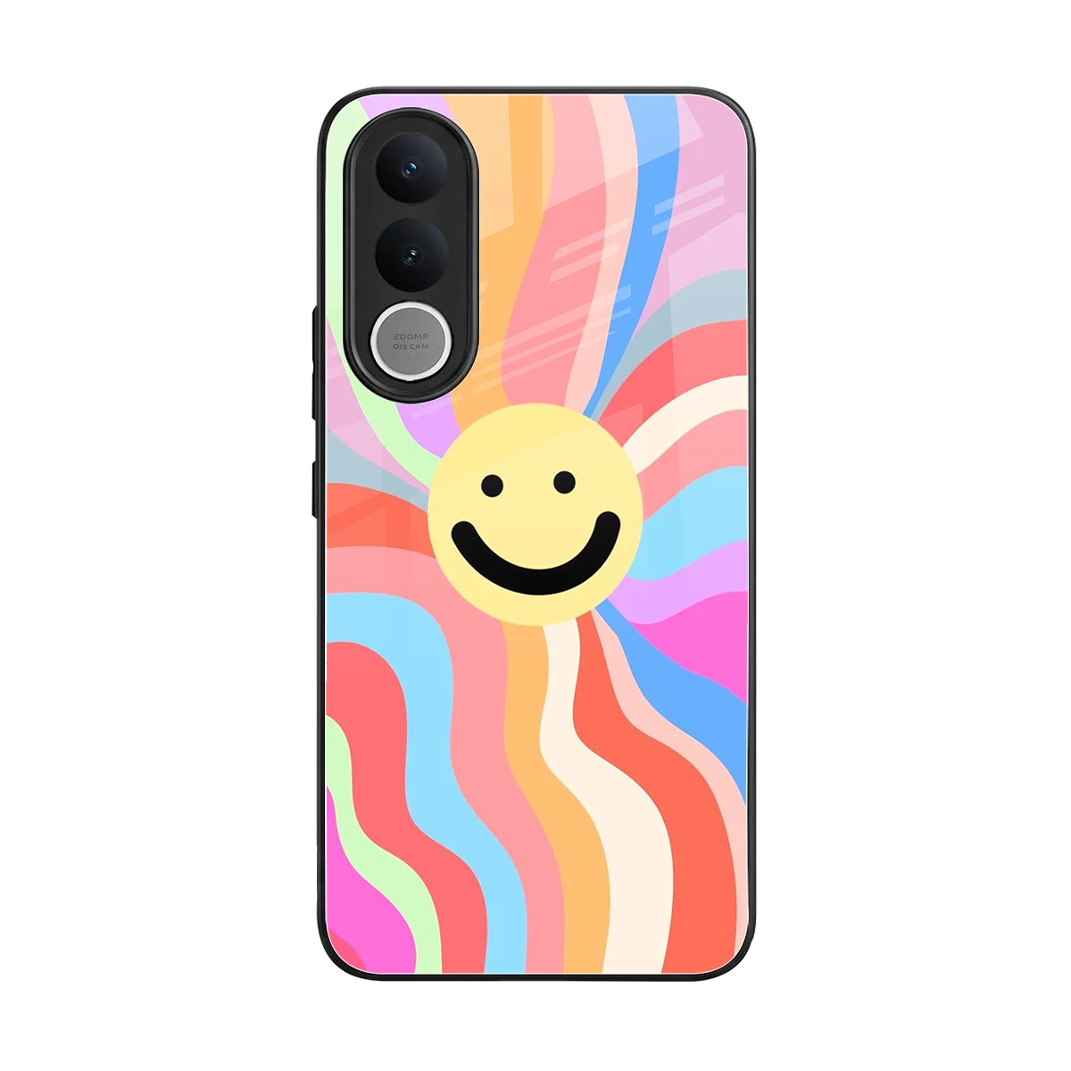 Cheerful Smiley back phone cover | glass case for vivo v70 fe