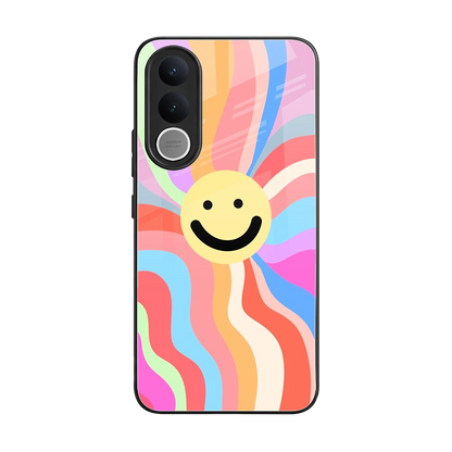 Cheerful Smiley back phone cover | glass case for vivo v70 fe