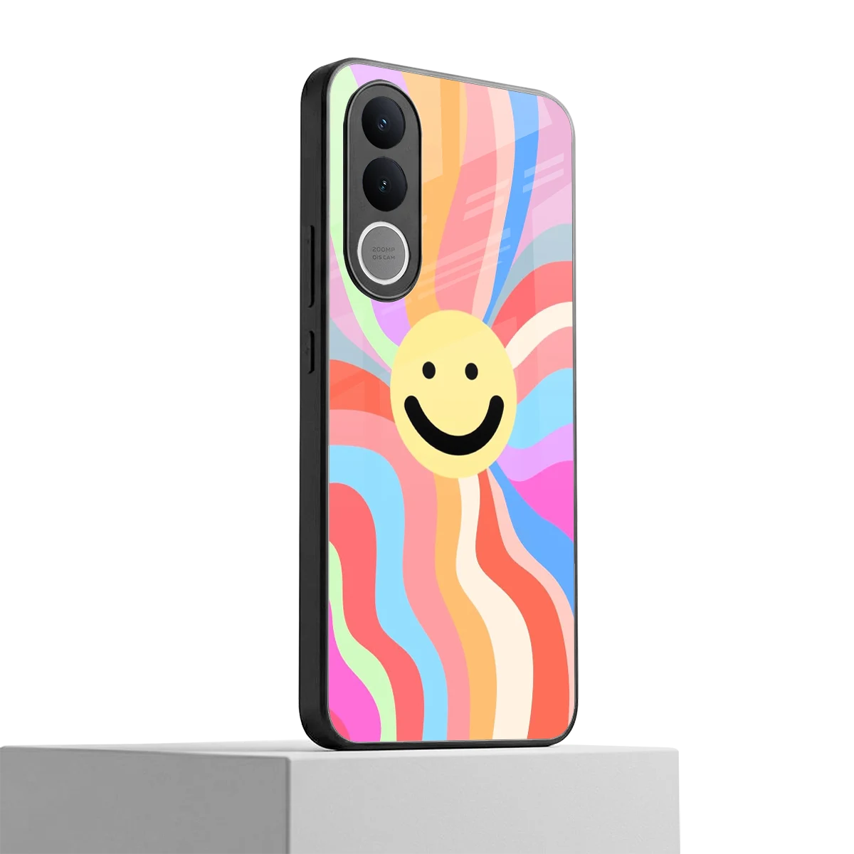 Cheerful Smiley vivo v70 fe mobile cover | shockproof glass phone case