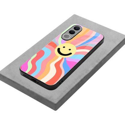 Cheerful Smiley stylish phone case for vivo v70 fe | glossy glass and slim fit