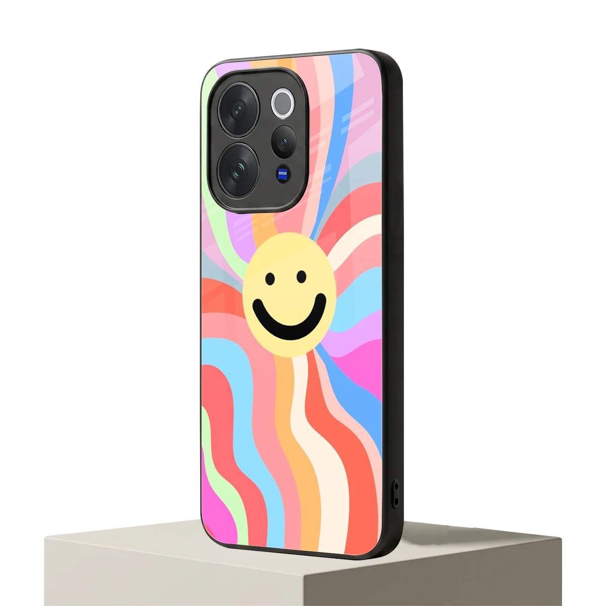 Cheerful Smiley vivo v70 mobile cover | shockproof glass phone case