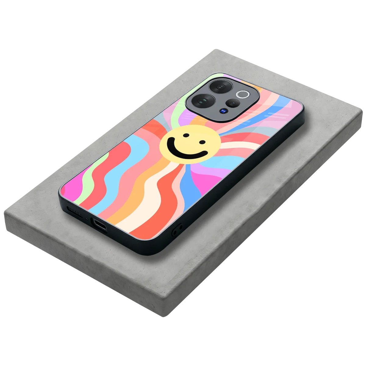 Cheerful Smiley stylish phone case for vivo v70 elite | glossy glass and slim fit