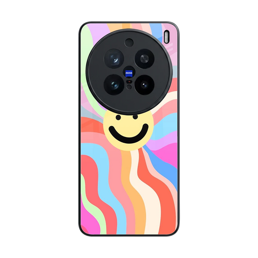 Cheerful Smiley back phone cover | glass case for vivo x200 pro
