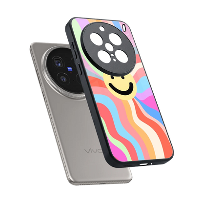 Cheerful Smiley sleek vivo x200 pro cover with tempered glass back and TPU edges