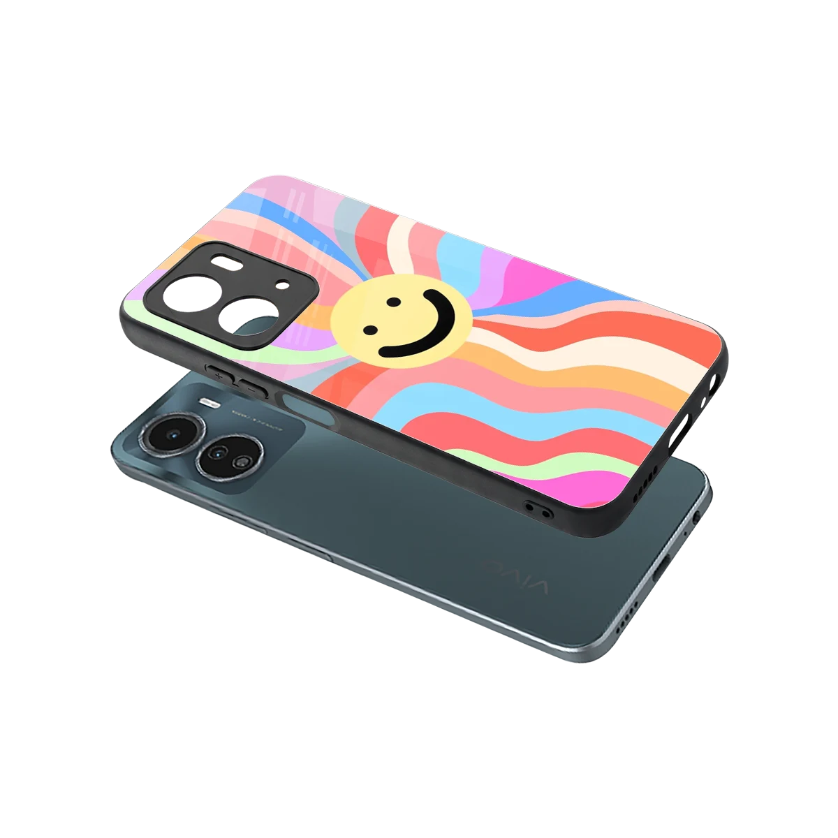 Cheerful Smiley sleek vivo y16 cover with tempered glass back and TPU edges