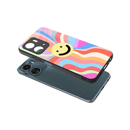 Cheerful Smiley sleek vivo y16 cover with tempered glass back and TPU edges