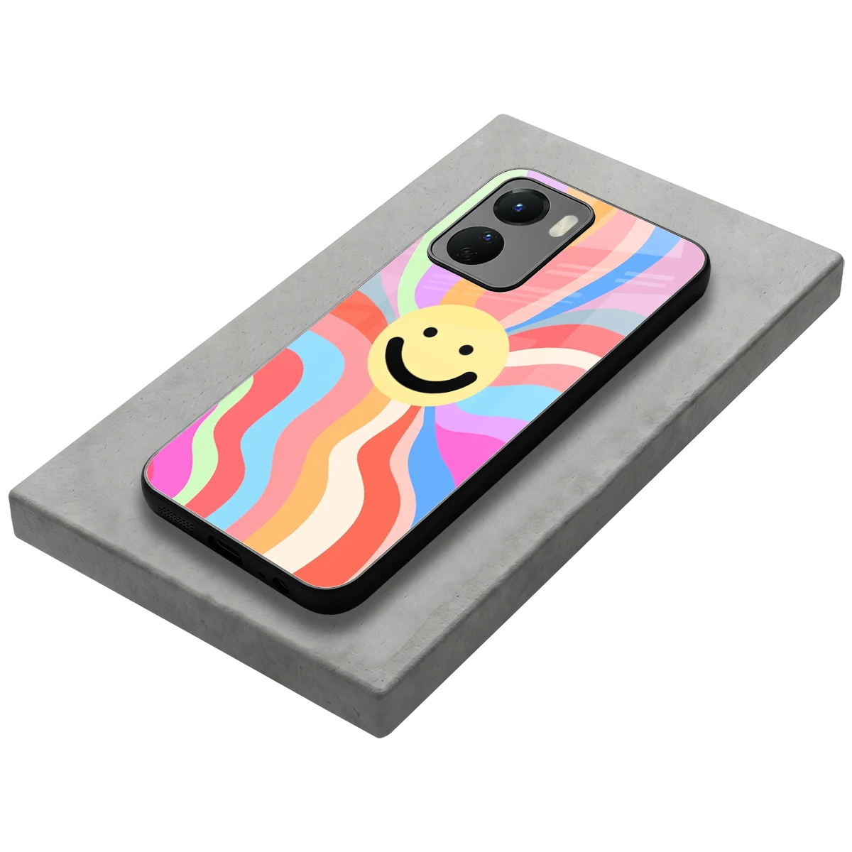 Cheerful Smiley stylish phone case for vivo y16 | glossy glass and slim fit