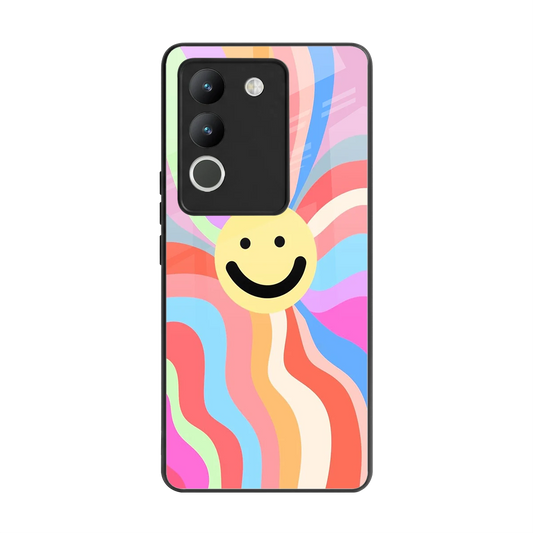 Cheerful Smiley back phone cover | glass case for vivo y200 5g