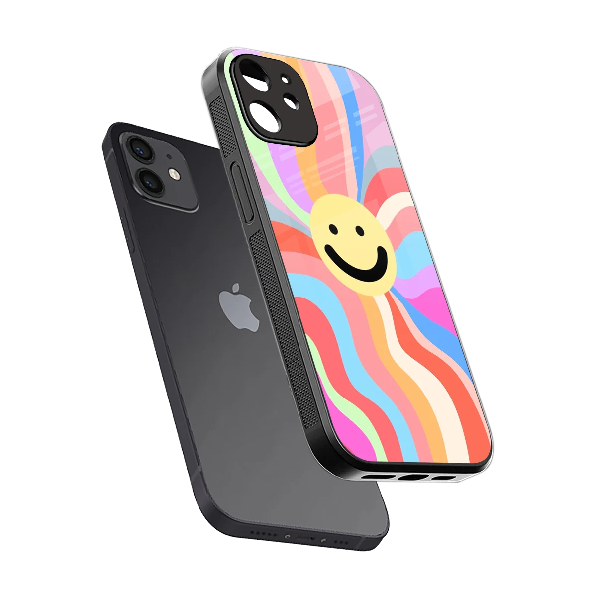 Cheerful Smiley sleek iphone 11 cover with tempered glass back and TPU edges
