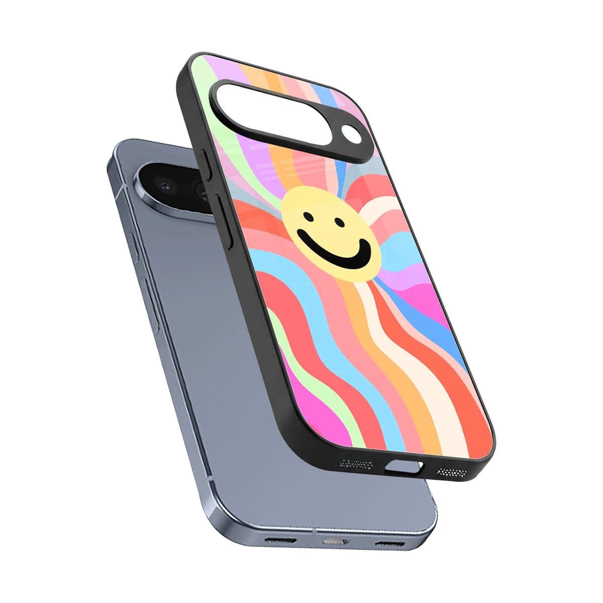 Cheerful Smiley sleek google pixel 10 cover with tempered glass back and TPU edges
