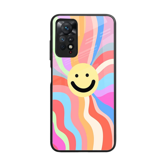 Cheerful Smiley back phone cover | glass case for redmi note 11 pro