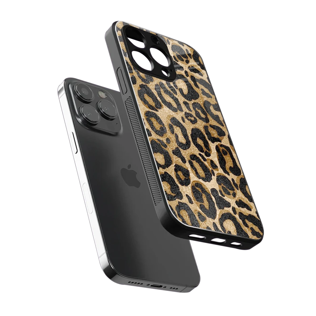 Cheetah Chic sleek iphone 15 pro cover with tempered glass back and TPU edges