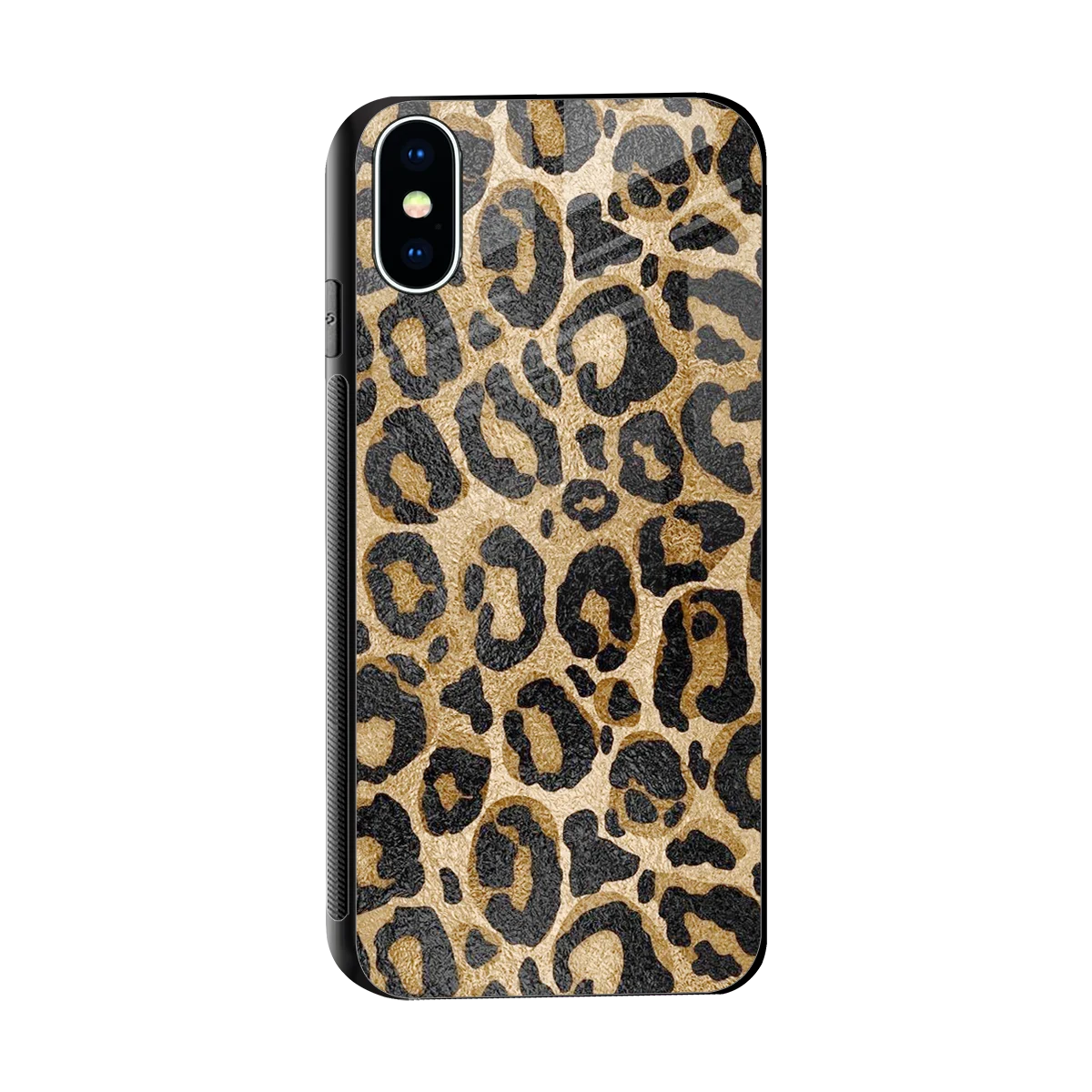 Cheetah Chic sleek iphone xs cover with tempered glass back and TPU edges