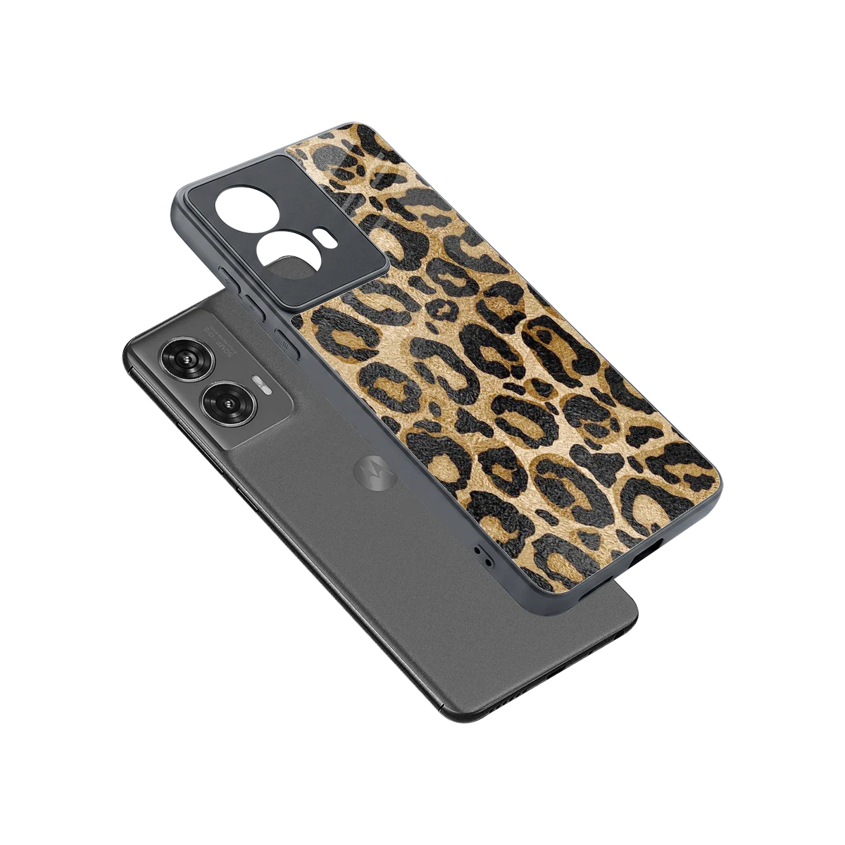 Cheetah Chic sleek motorola edge 50 fusion cover with tempered glass back and TPU edges