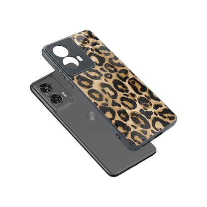 Cheetah Chic sleek motorola edge 50 fusion cover with tempered glass back and TPU edges