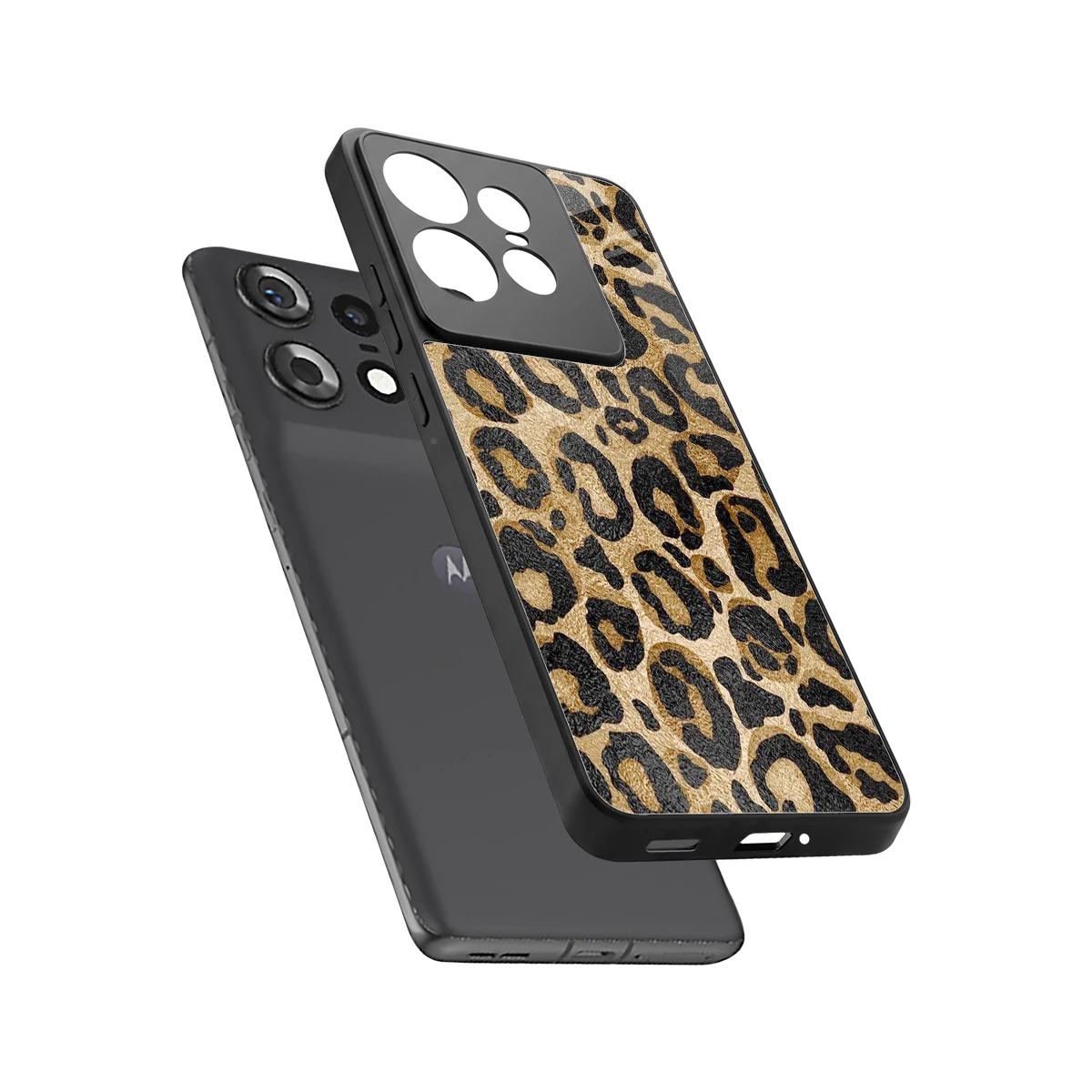Cheetah Chic sleek motorola edge 50 pro cover with tempered glass back and TPU edges