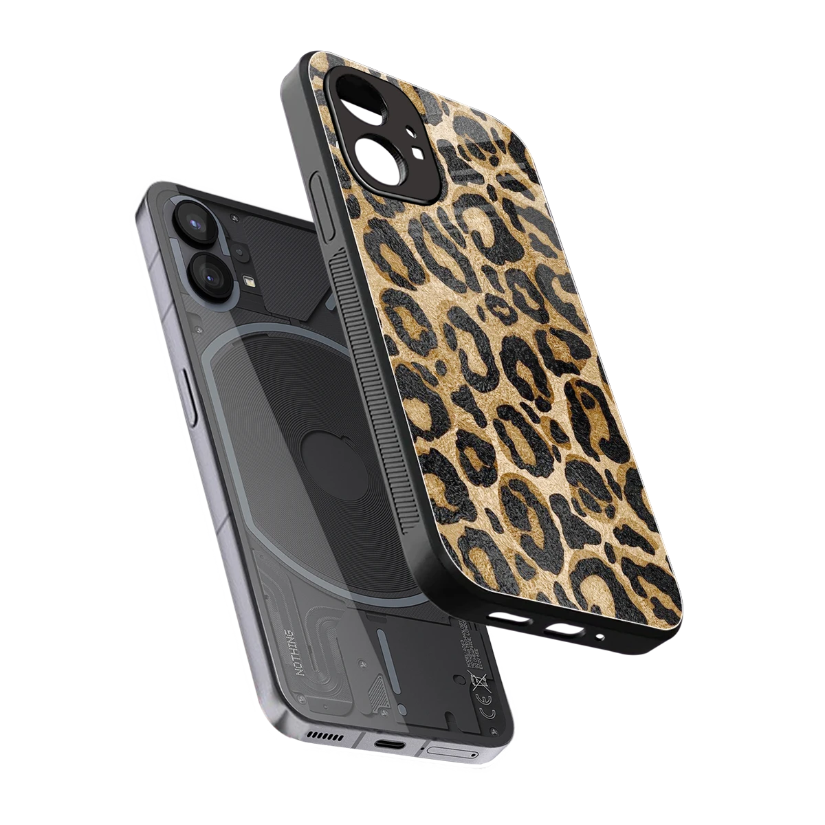 Cheetah Chic sleek nothing phone 1 cover with tempered glass back and TPU edges