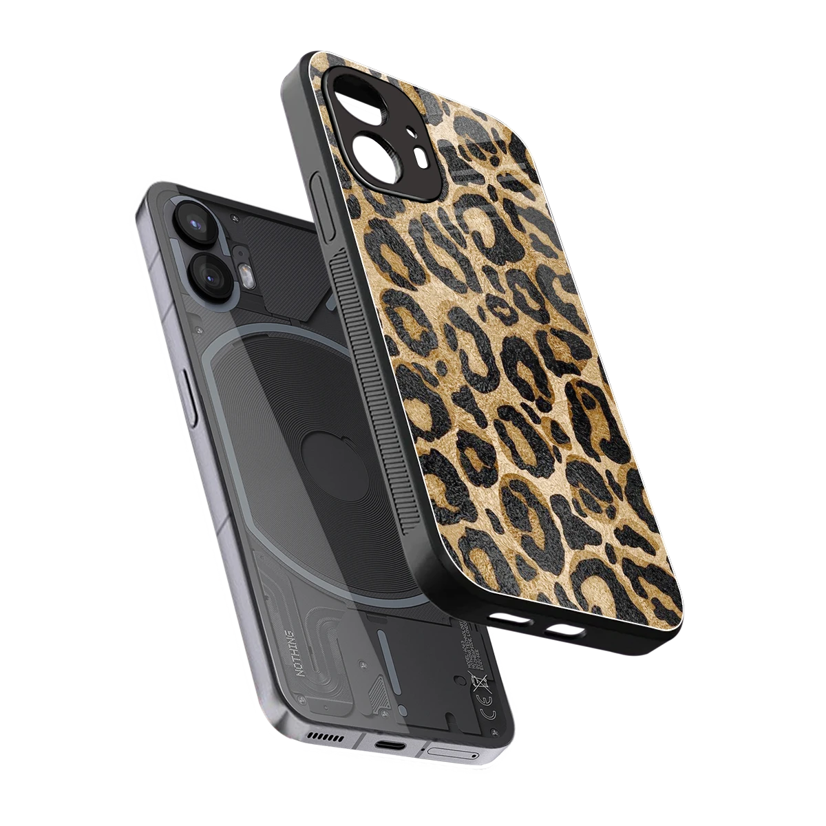 Cheetah Chic sleek nothing phone 2 cover with tempered glass back and TPU edges