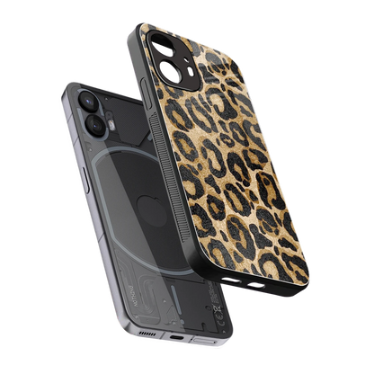 Cheetah Chic sleek nothing phone 2 cover with tempered glass back and TPU edges
