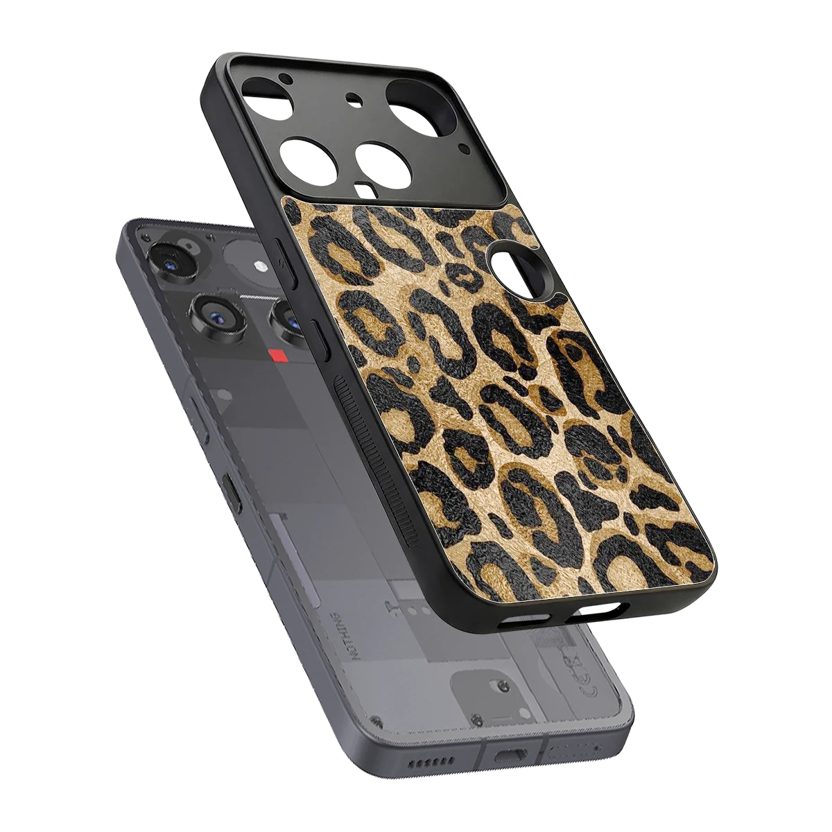 Cheetah Chic sleek nothing phone 3 cover with tempered glass back and TPU edges