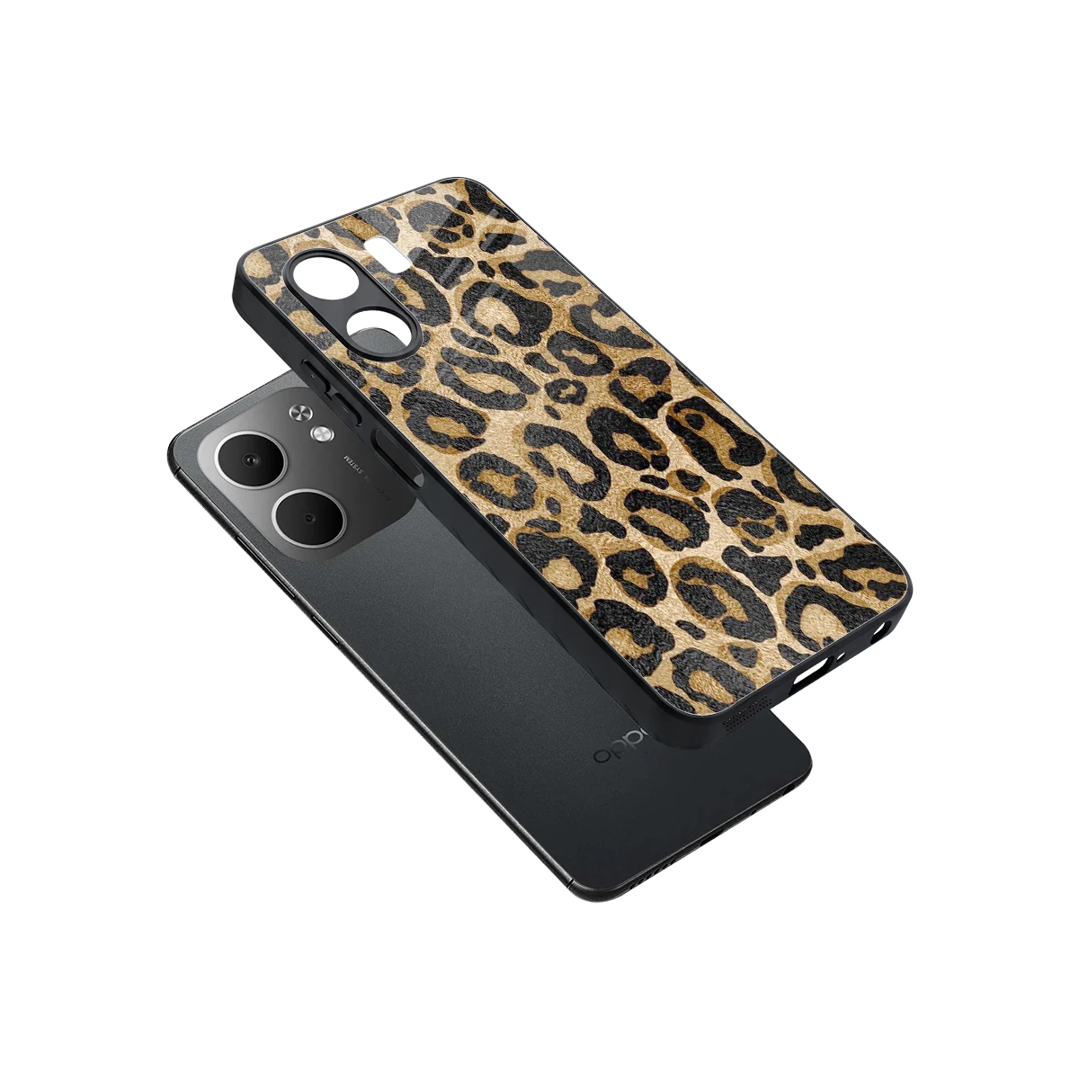 Cheetah Chic sleek oppo a5x 5g cover with tempered glass back and TPU edges