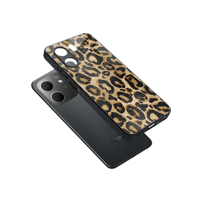 Cheetah Chic sleek oppo a5x 5g cover with tempered glass back and TPU edges