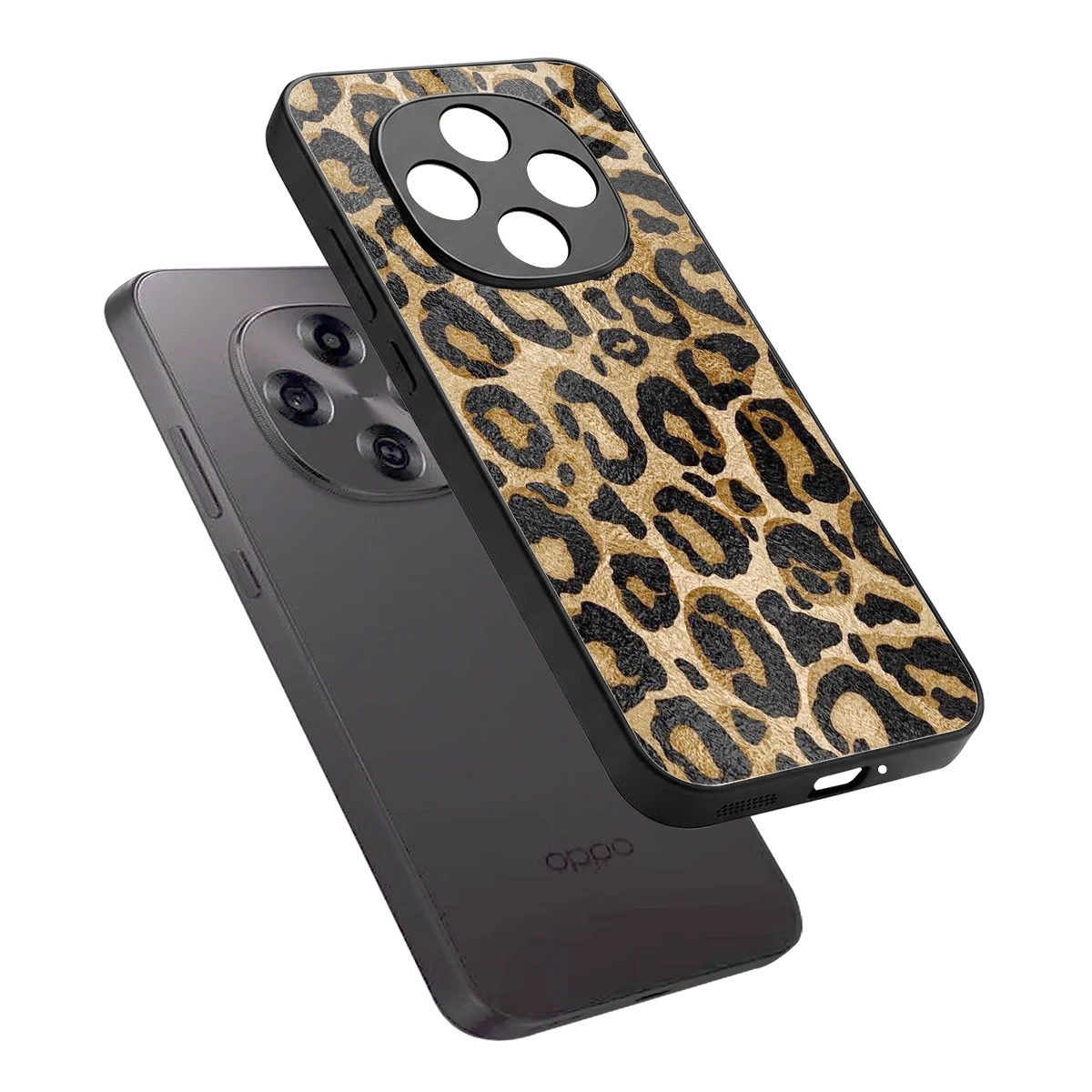 Cheetah Chic sleek oppo f31 pro 5g cover with tempered glass back and TPU edges
