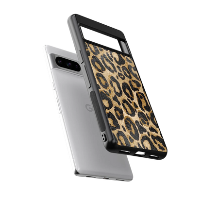 Cheetah Chic sleek google pixel 8 pro cover with tempered glass back and TPU edges