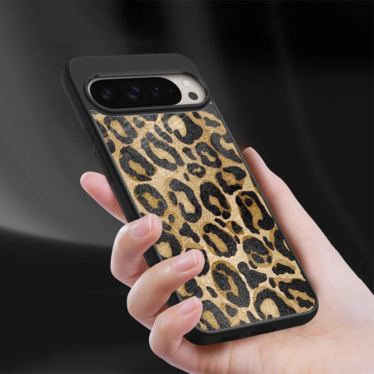 Cheetah Chic sleek google pixel 9 pro cover with tempered glass back and TPU edges