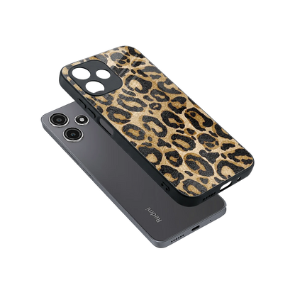 Cheetah Chic sleek redmi 12 5g cover with tempered glass back and TPU edges