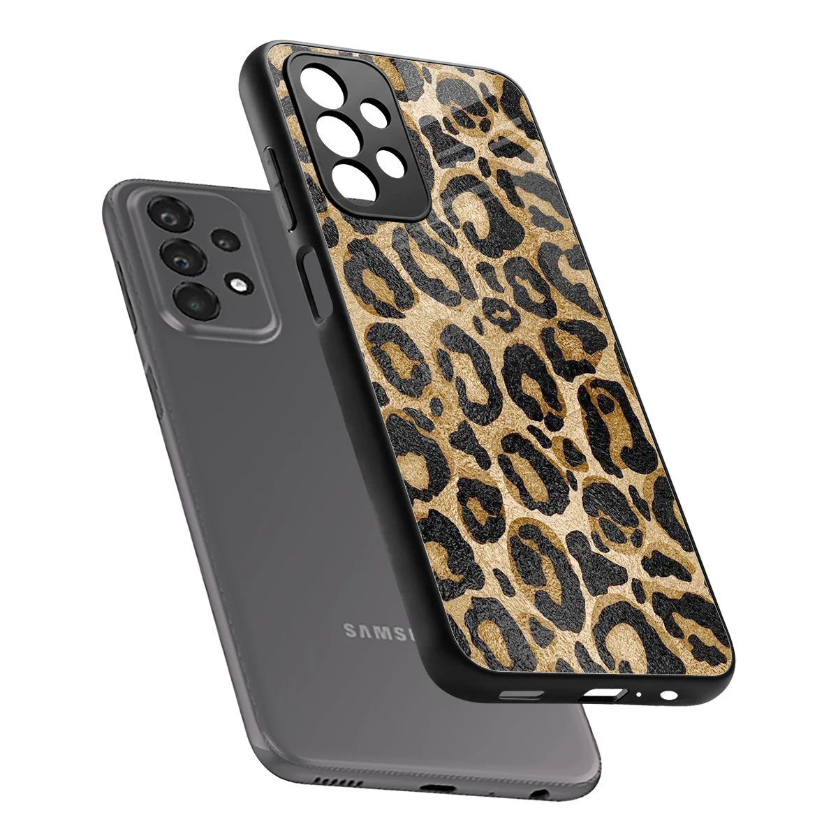 Cheetah Chic sleek samsung galaxy a23 cover with tempered glass back and TPU edges