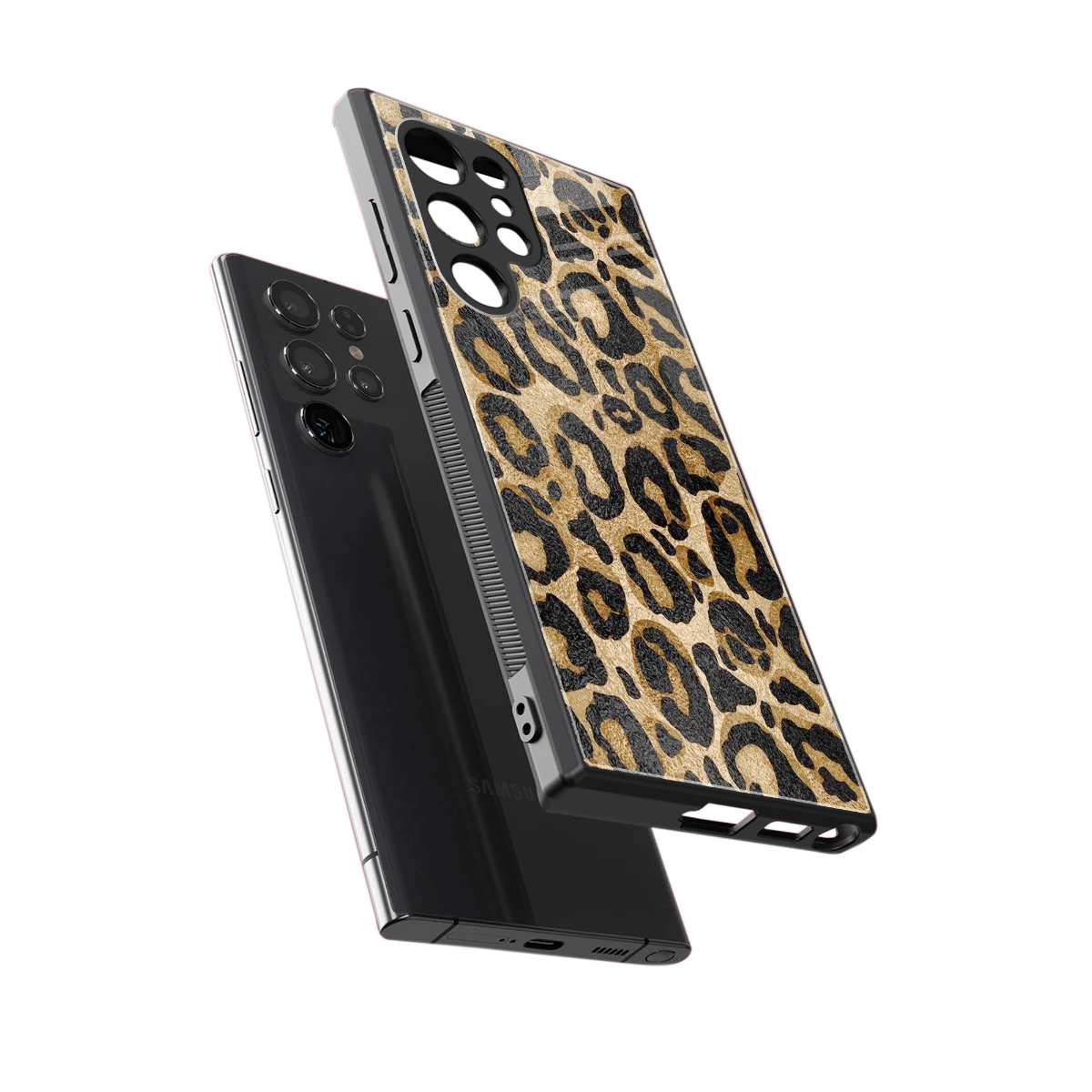 Cheetah Chic sleek samsung galaxy s23 ultra cover with tempered glass back and TPU edges