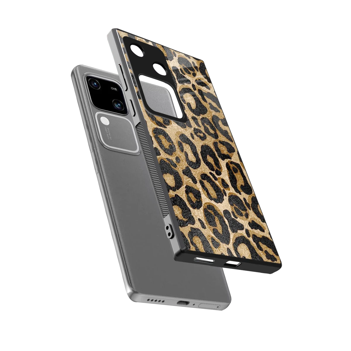 Cheetah Chic sleek vivo v30 cover with tempered glass back and TPU edges