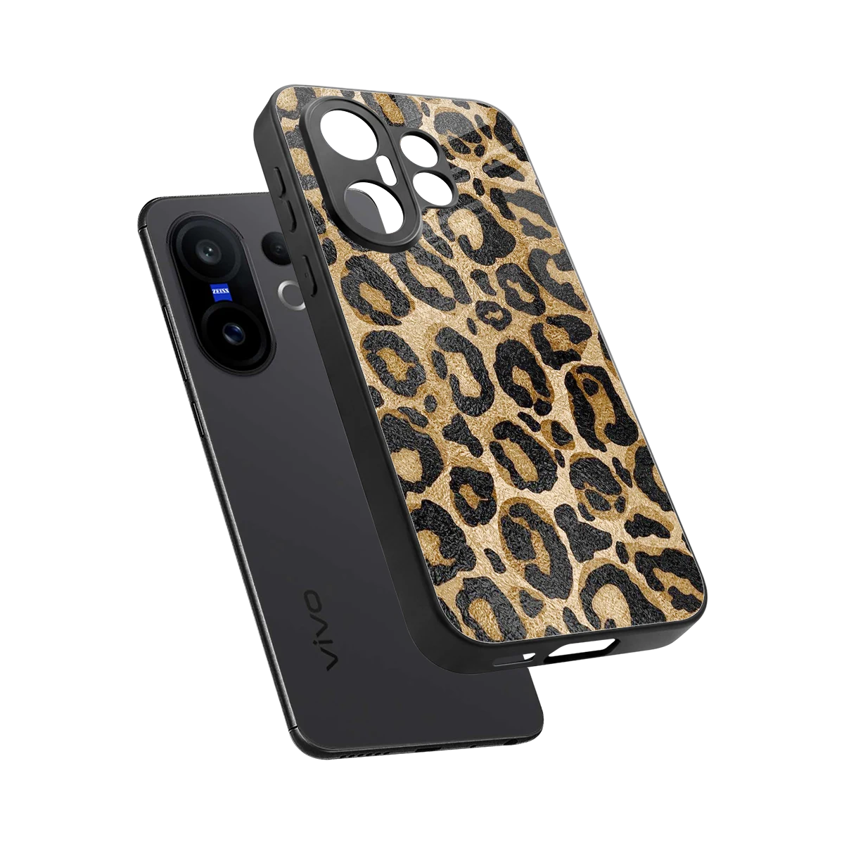 Cheetah Chic sleek vivo x200 fe cover with tempered glass back and TPU edges