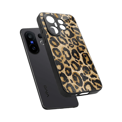 Cheetah Chic sleek vivo x200 fe cover with tempered glass back and TPU edges