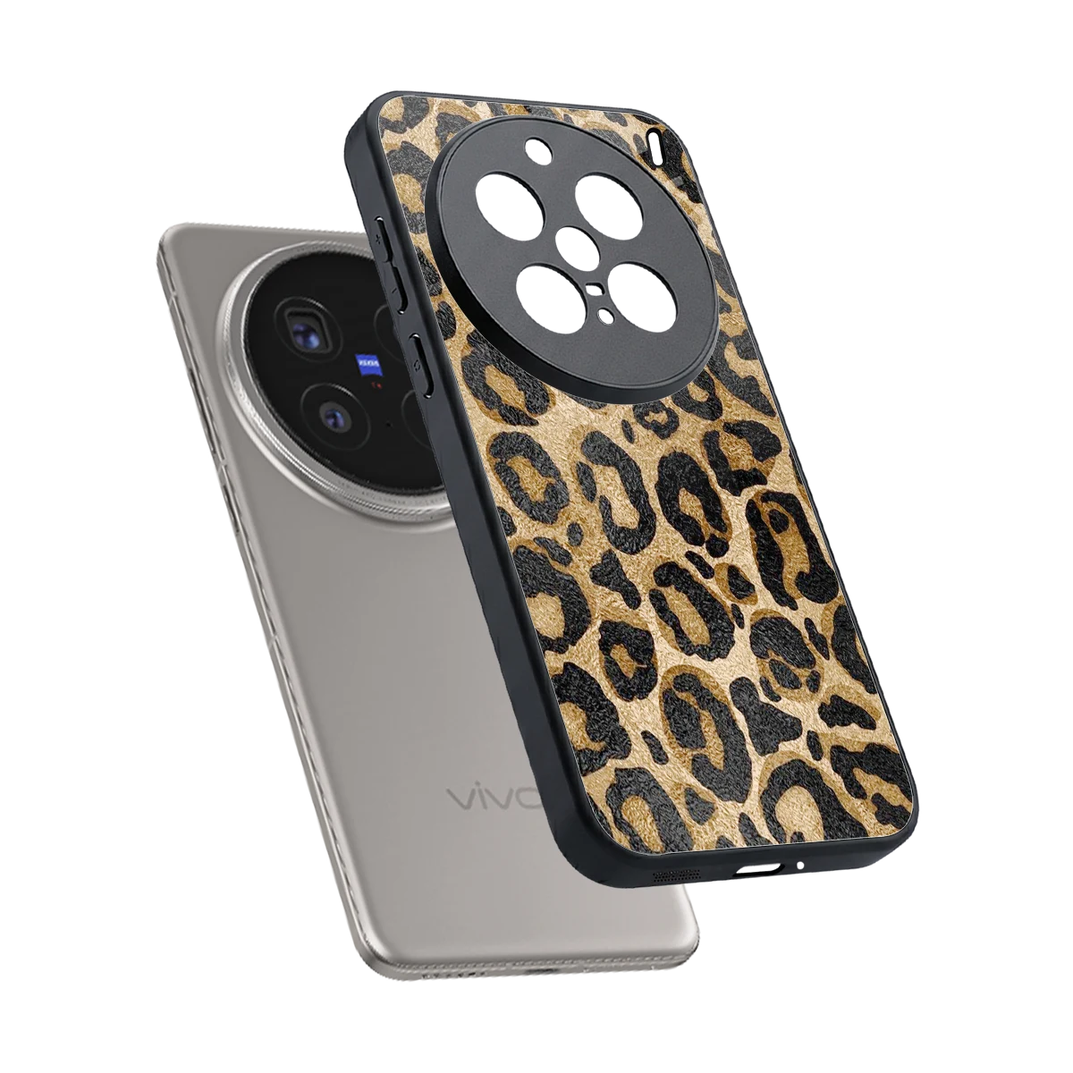 Cheetah Chic sleek vivo x200 pro cover with tempered glass back and TPU edges