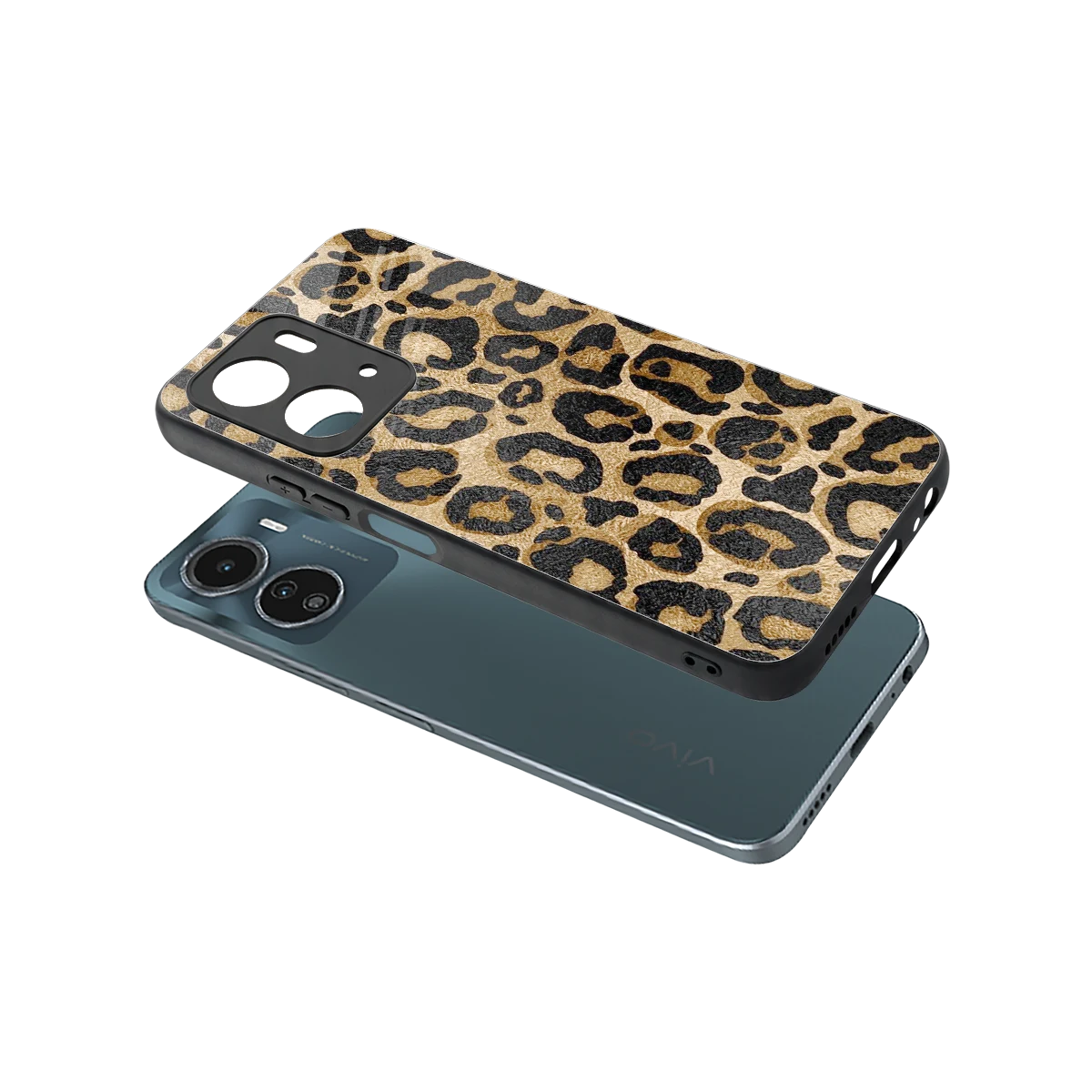 Cheetah Chic sleek vivo y16 cover with tempered glass back and TPU edges