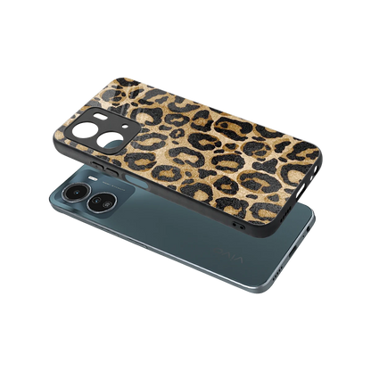 Cheetah Chic sleek vivo y16 cover with tempered glass back and TPU edges