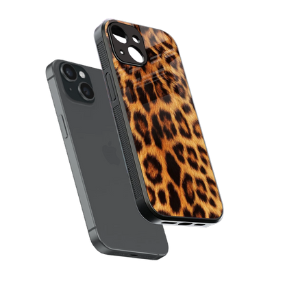 Cheetah Fur sleek iphone 14 cover with tempered glass back and TPU edges