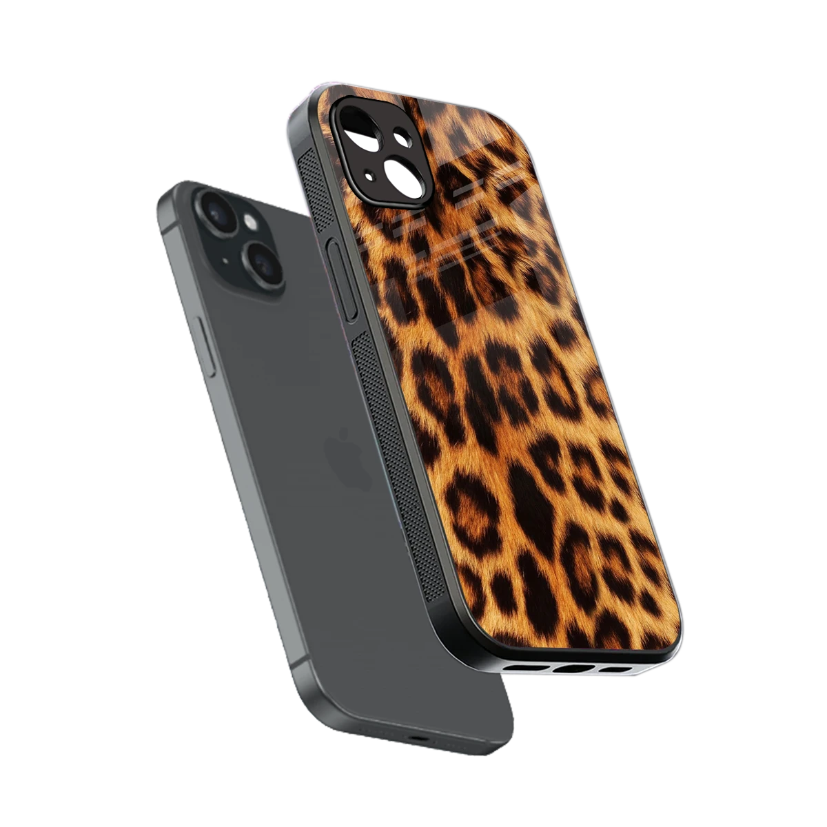 Cheetah Fur sleek iphone 15 plus cover with tempered glass back and TPU edges