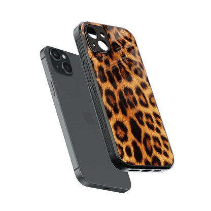Cheetah Fur sleek iphone 15 plus cover with tempered glass back and TPU edges