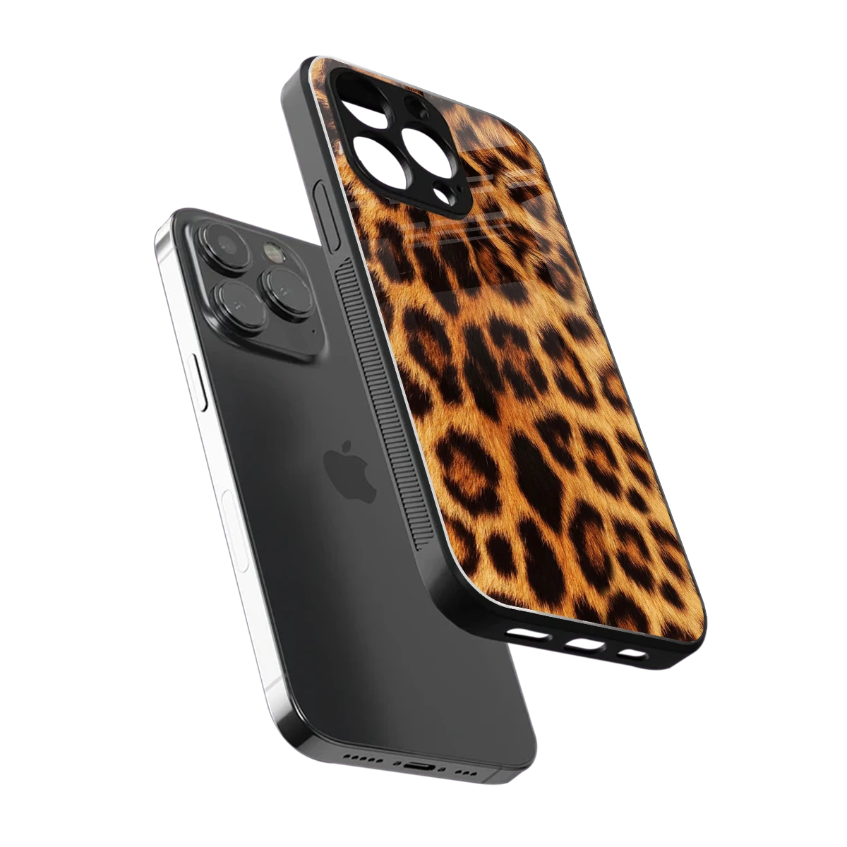 Cheetah Fur sleek iphone 15 pro max cover with tempered glass back and TPU edges