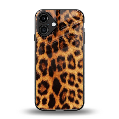 Cheetah Fur back phone cover | glass case for iphone 16 plus