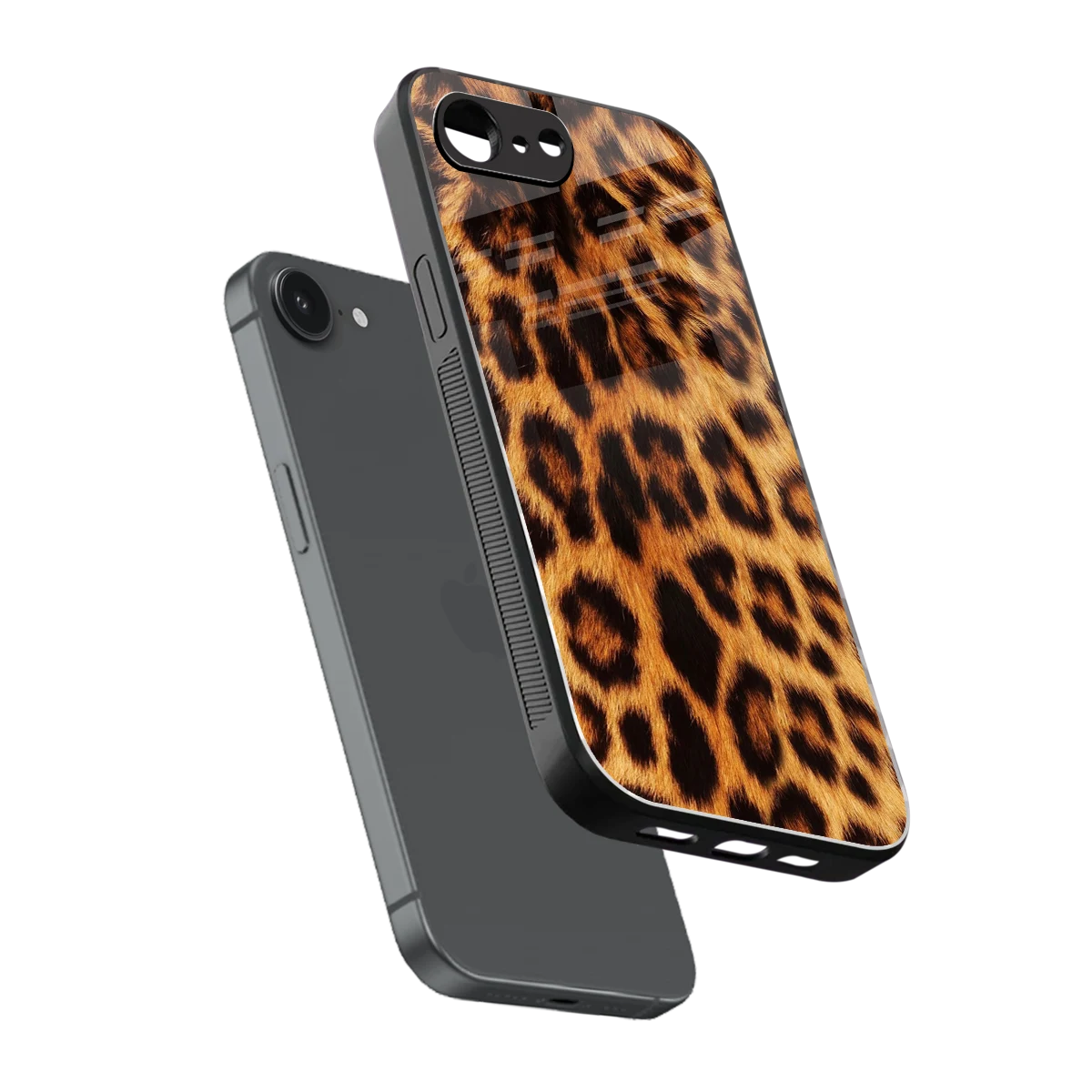 Cheetah Fur sleek iphone 16e cover with tempered glass back and TPU edges