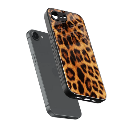 Cheetah Fur sleek iphone 16e cover with tempered glass back and TPU edges