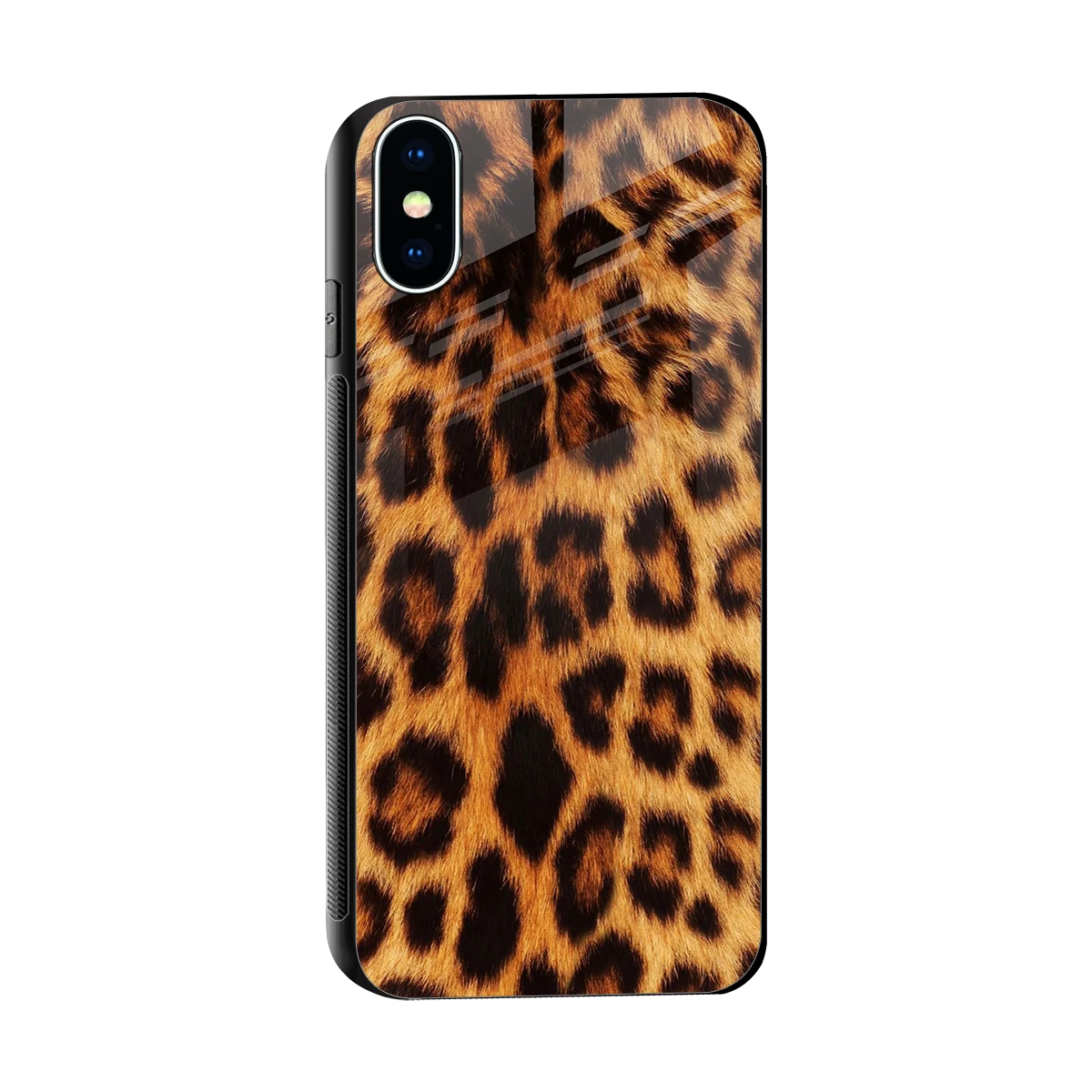 Cheetah Fur sleek iphone xs cover with tempered glass back and TPU edges