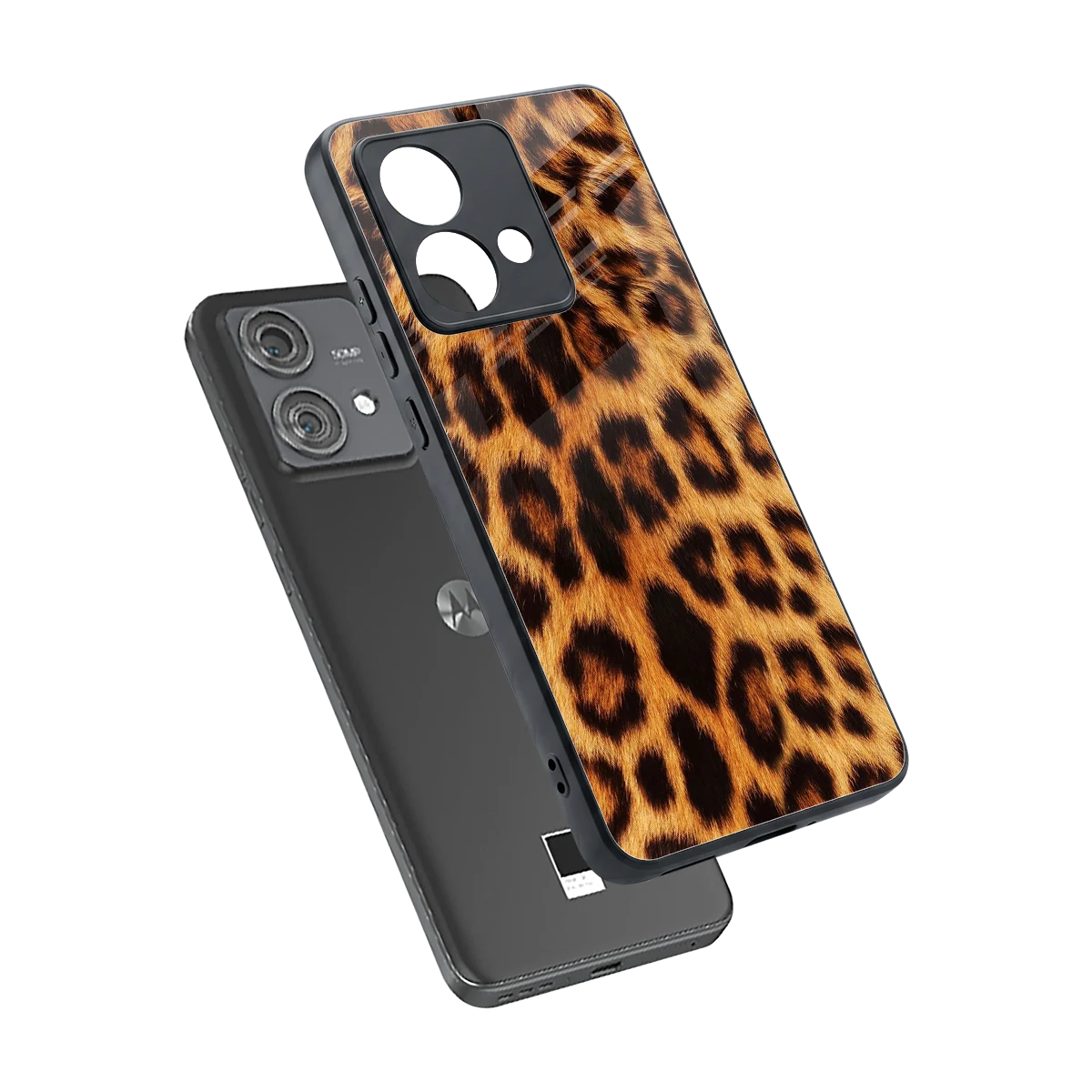 Cheetah Fur sleek motorola edge 40 neo 5g cover with tempered glass back and TPU edges